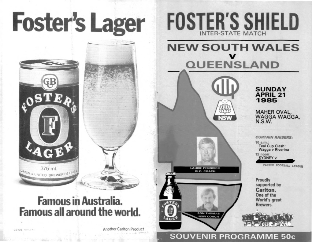 Foster's Lager INTER-STATE MATCH NEW SOUTH WALES V QUEENSLAND