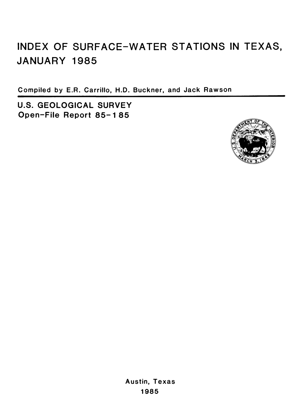 Of Surface-Water Stations in Texas, January 1985