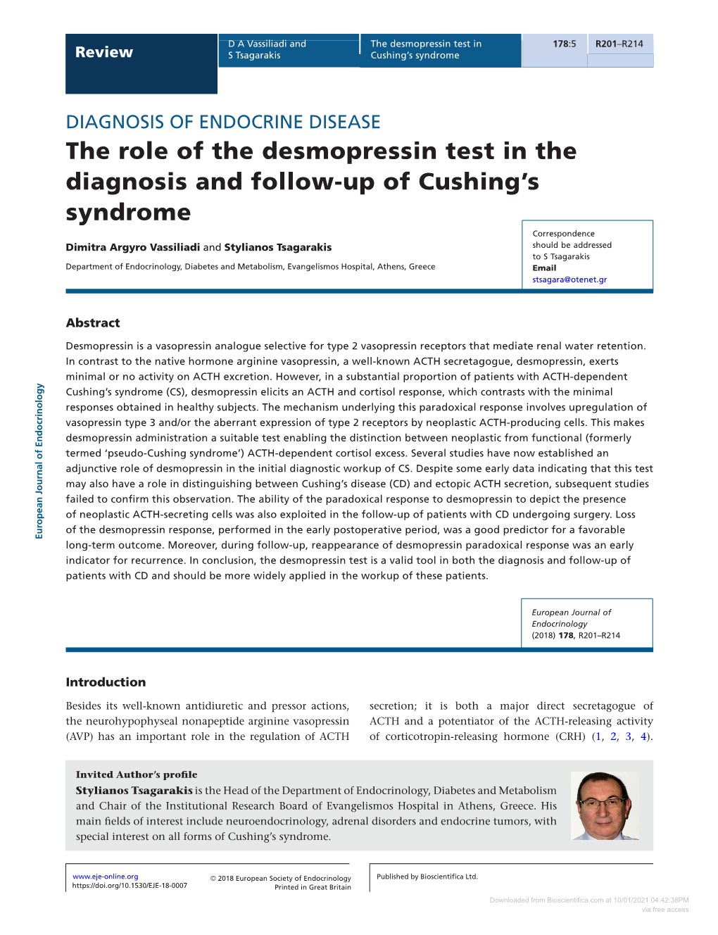 The Role of the Desmopressin Test in the Diagnosis and Follow-Up Of