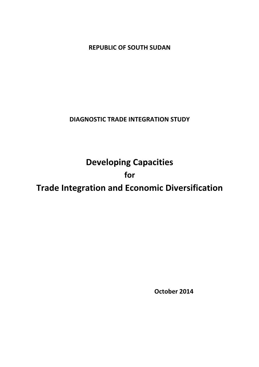 COUNTRY ANALYSIS Developing Capacities for Trade Integration and Economic Diversification