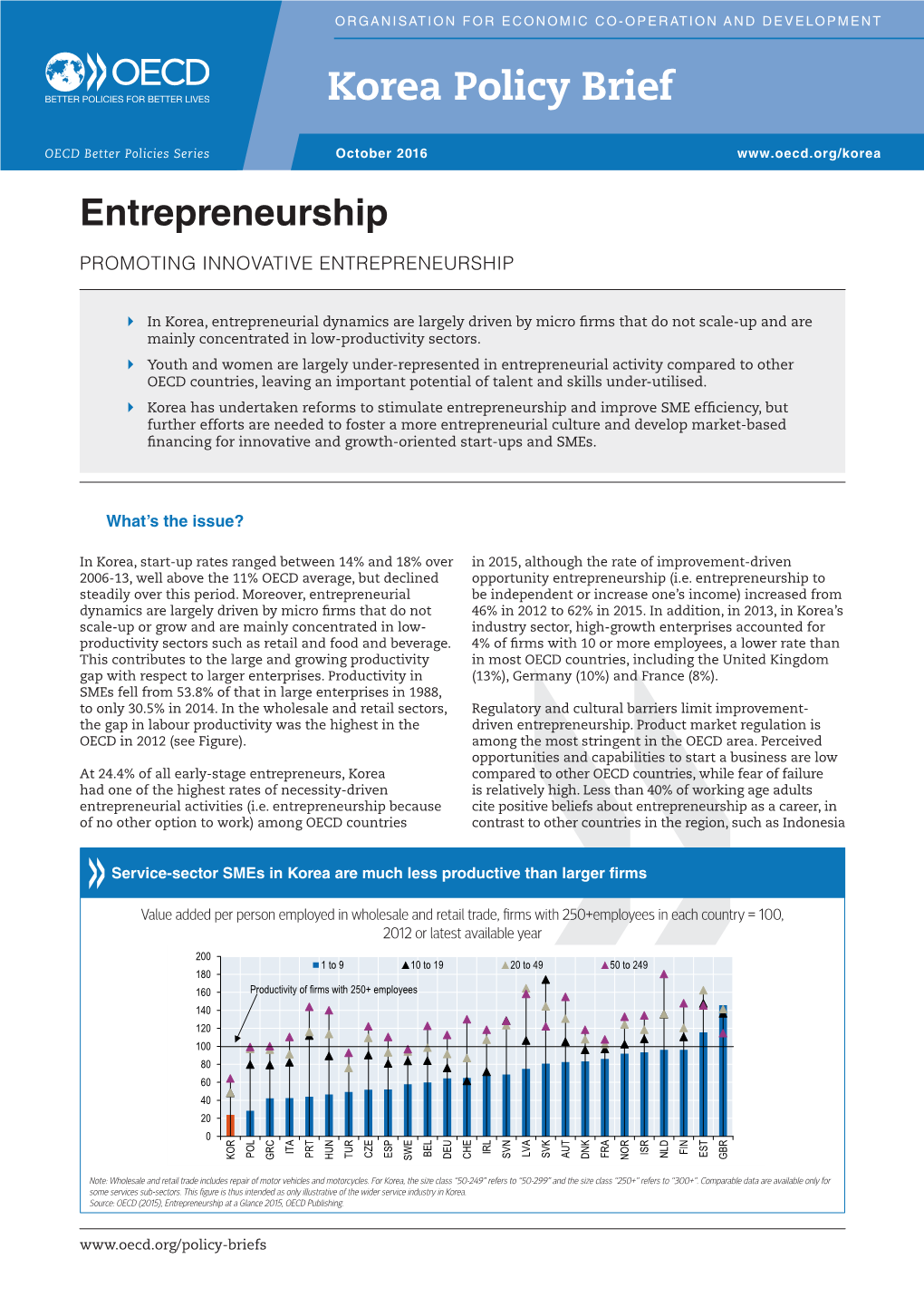 Korea Policy Brief: Entrepreneurship OCTOBER 2016