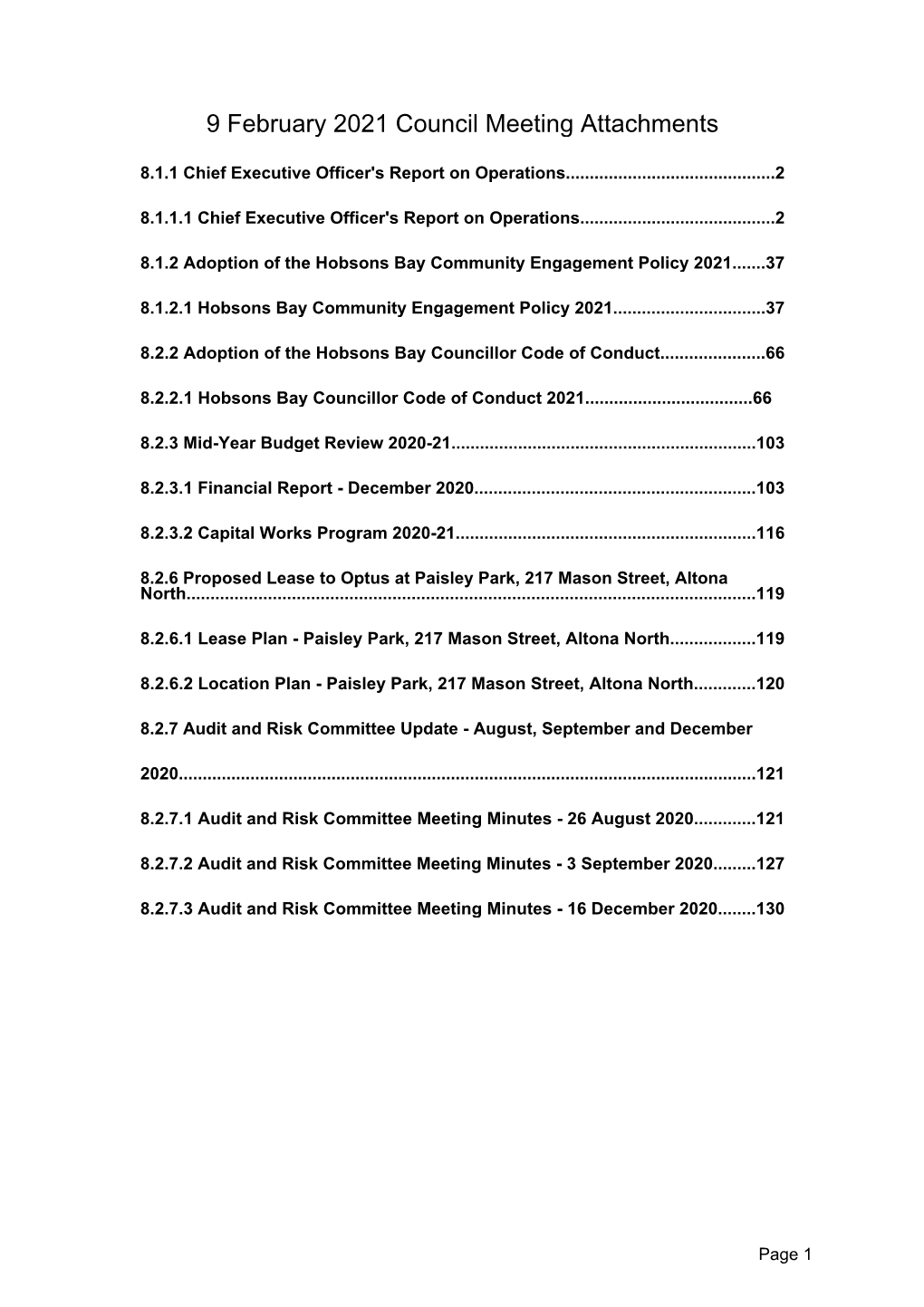 9 February 2021 Council Meeting Attachments