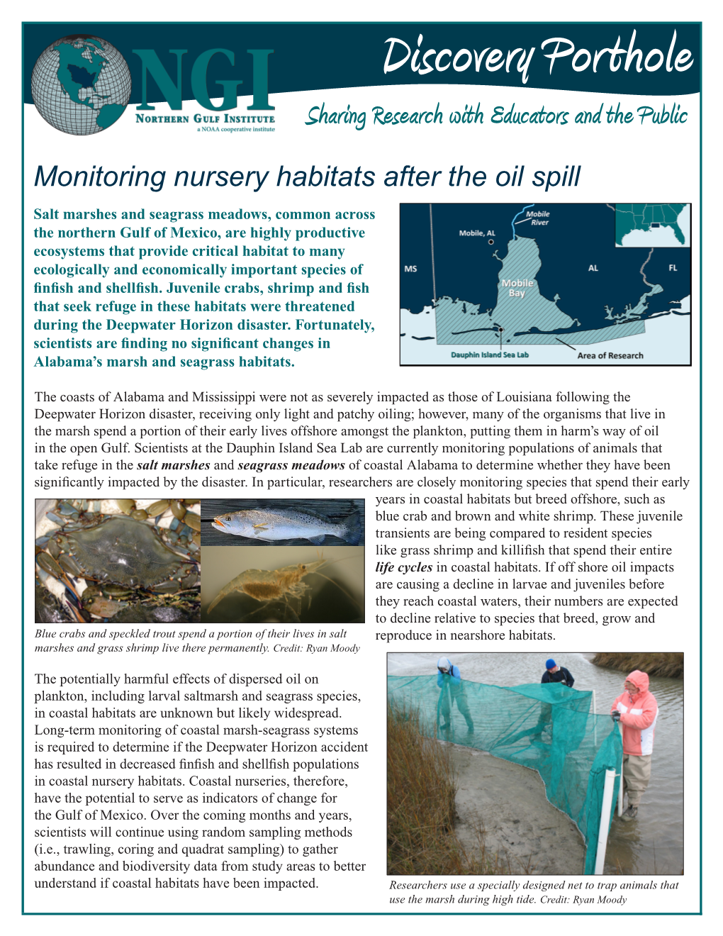 Discovery Porthole Sharing Research with Educators and the Public