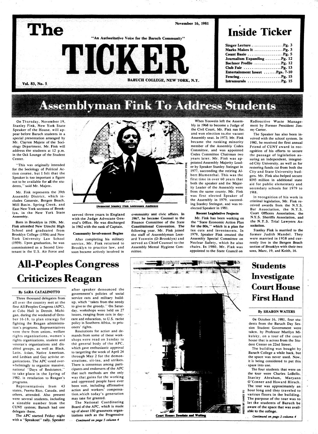 The Ticker, November 16, 1981