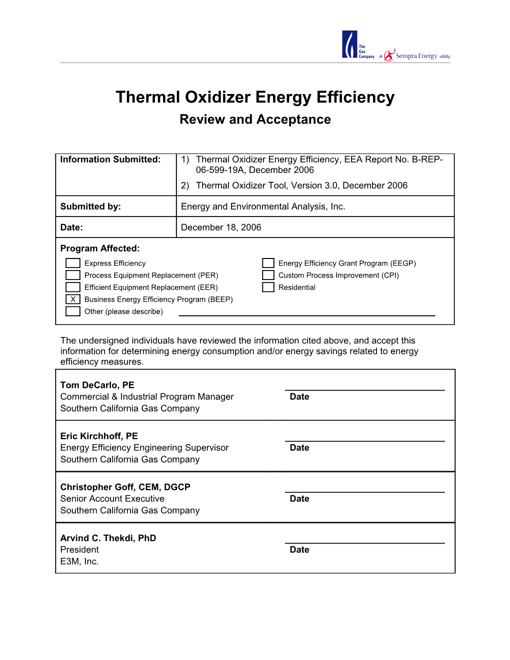 Thermal Oxidizer Energy Efficiency