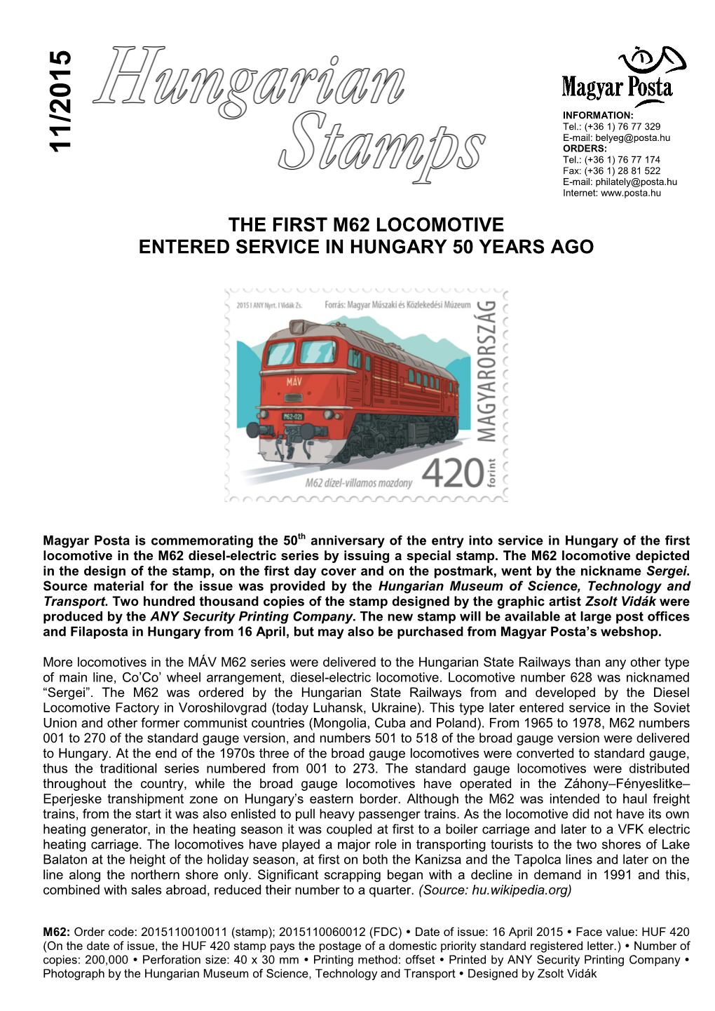 The First M62 Locomotive Entered Service in Hungary