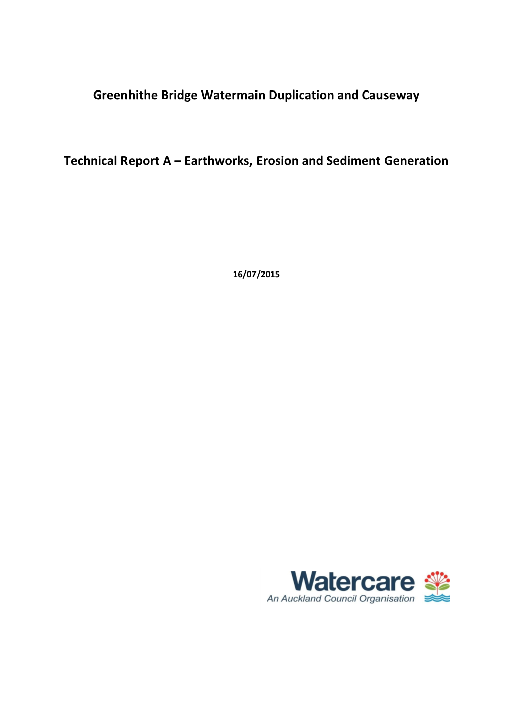 Earthworks, Erosion and Sediment Generation