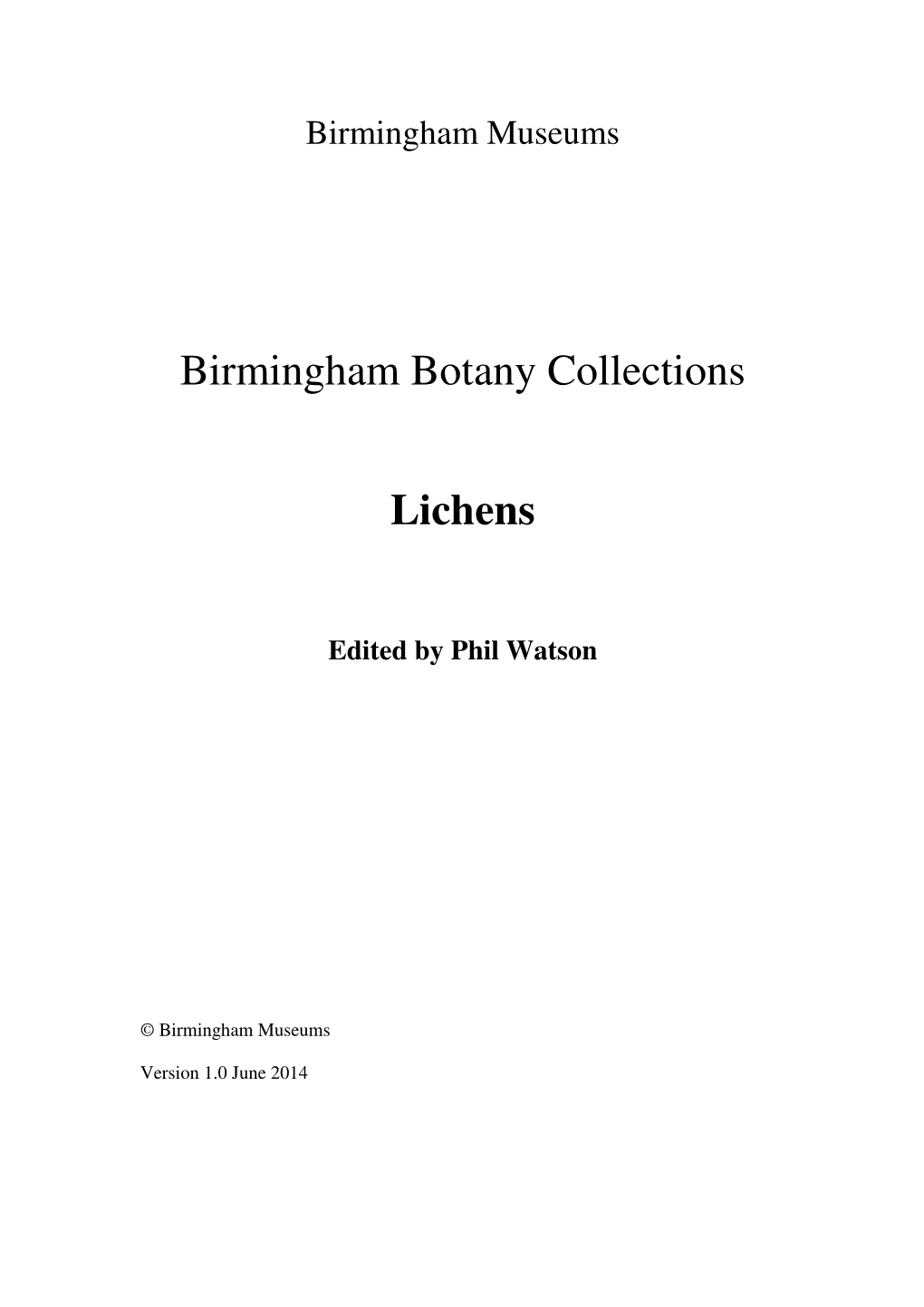 Birmingham Botany Collections Lichens