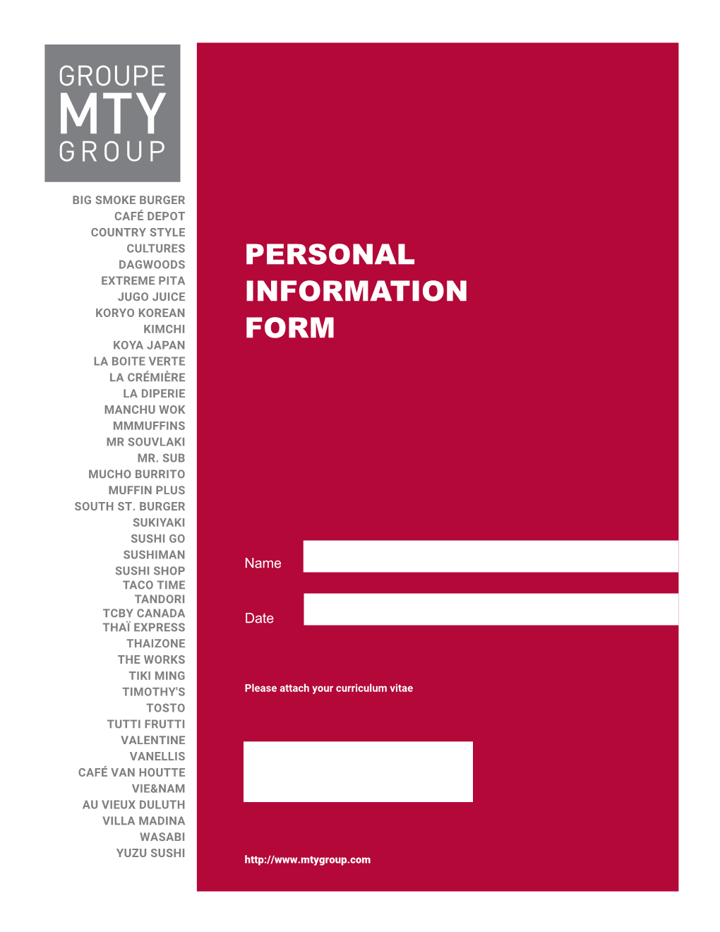 Personal Information Form