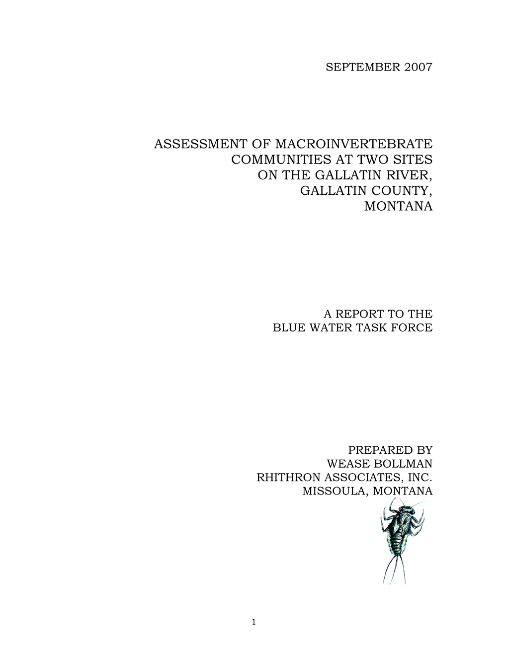 Assessment of Macroinvertebrate Communities 2007