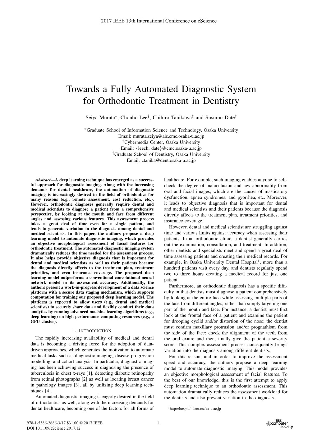 Towards a Fully Automated Diagnostic System for Orthodontic Treatment in Dentistry