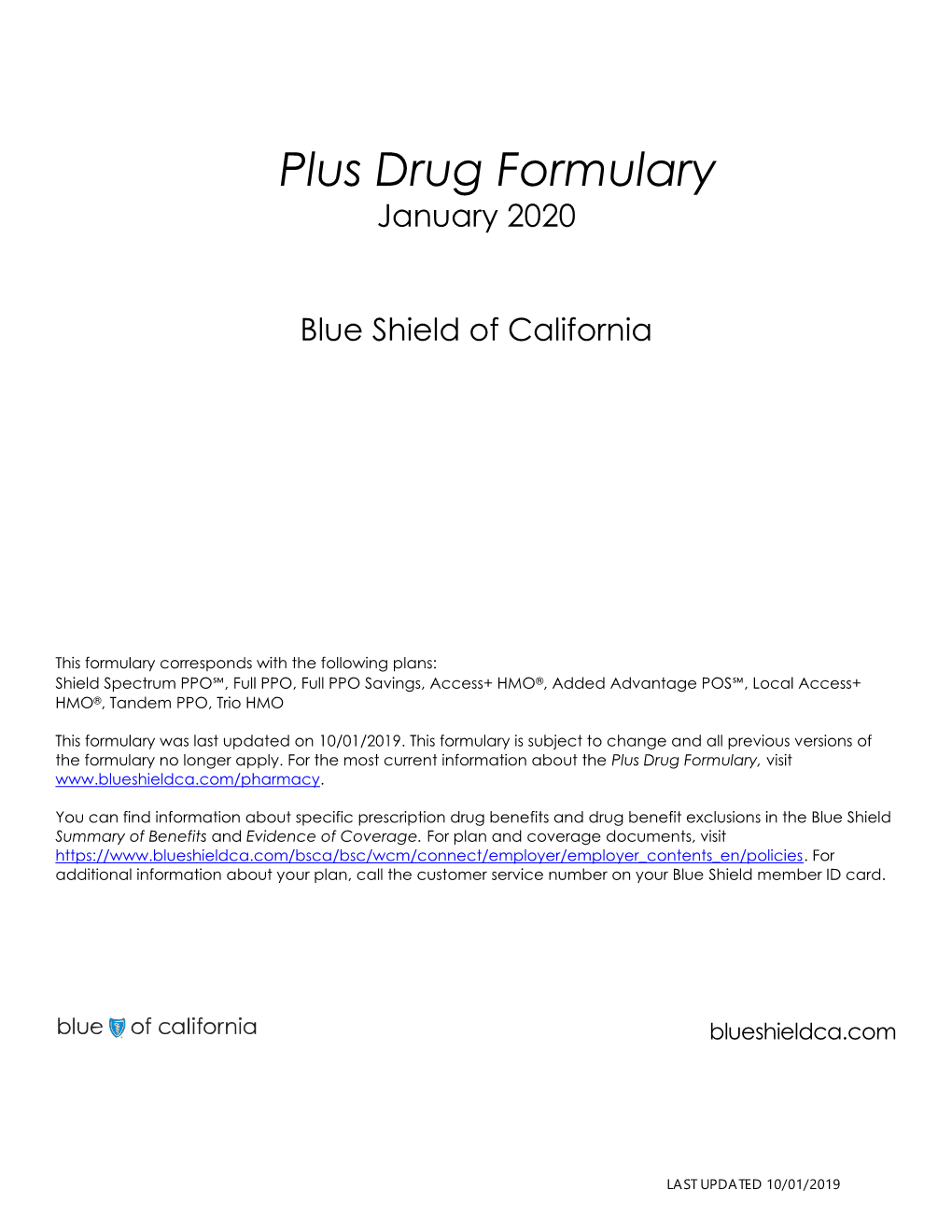 PLUS Drug Formulary (DMHC)