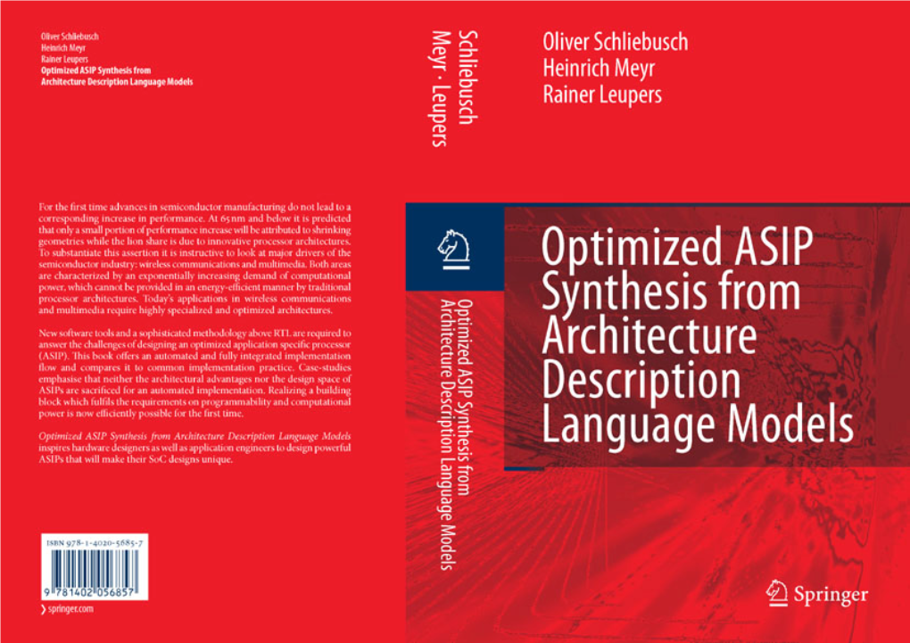 CONFIGURABLE PROCESSOR FEATURES 101 8.1 Processor Features 101 8.2 JTAG Interface and Debug Mechanism Generation 103 8.3 Adaptability of Synthesis Framework 114 9