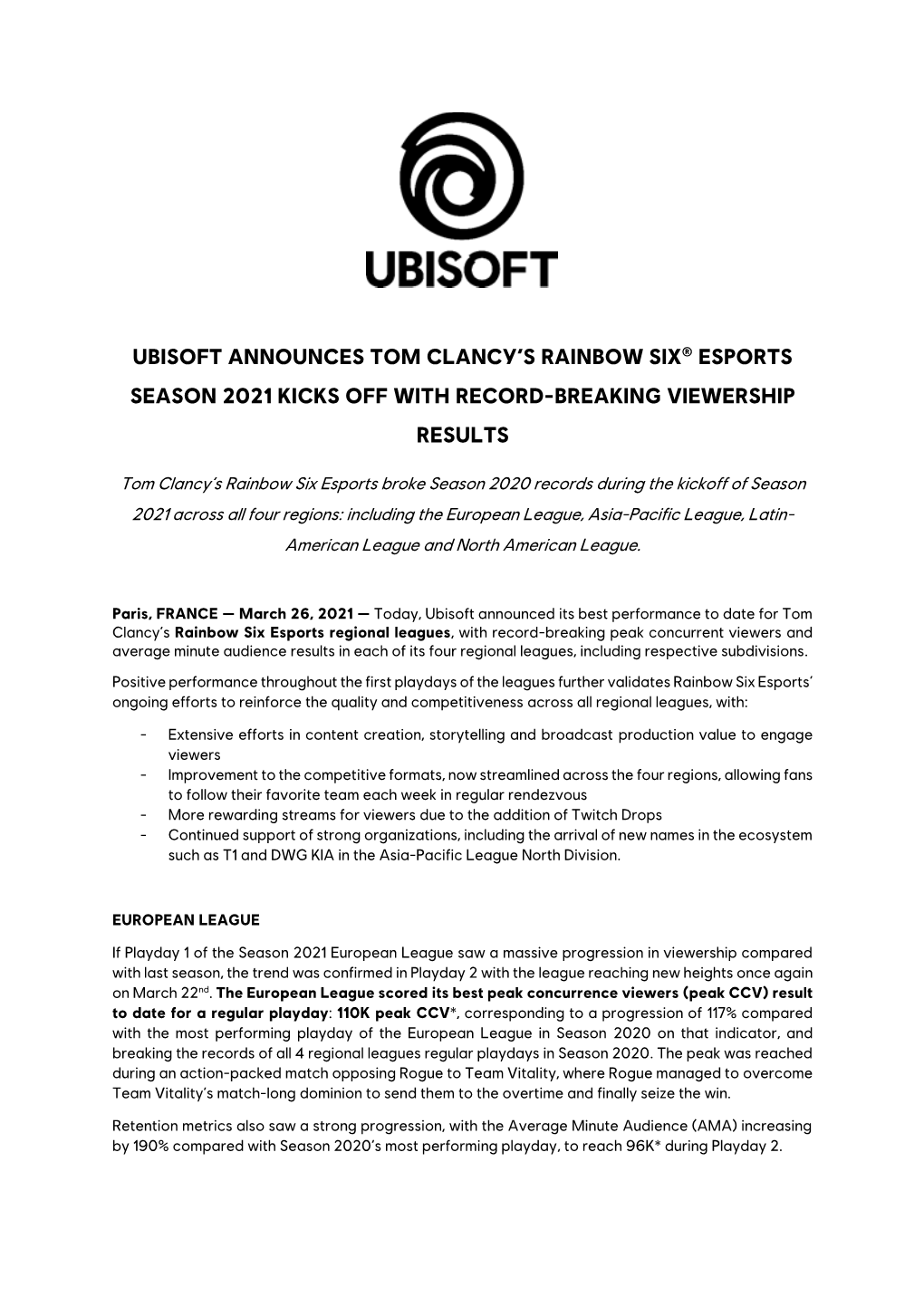 Ubisoft Announces Tom Clancy's Rainbow Six