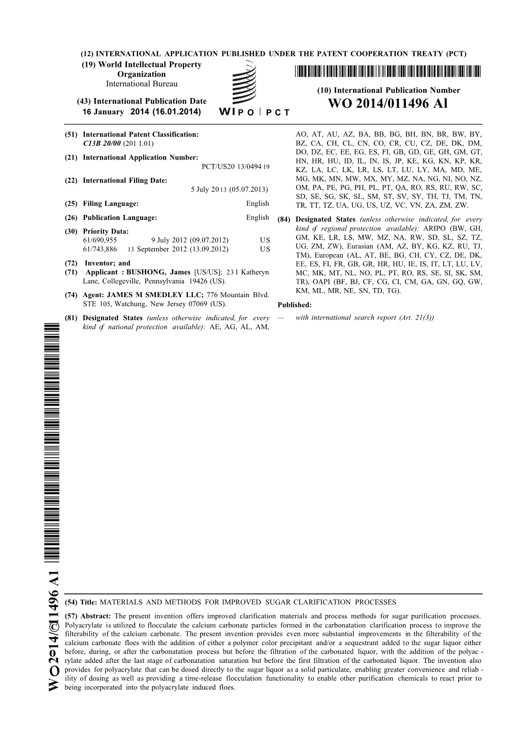 WO 2014/011496 Al 16 January 2014 (16.01.2014) P O P C T