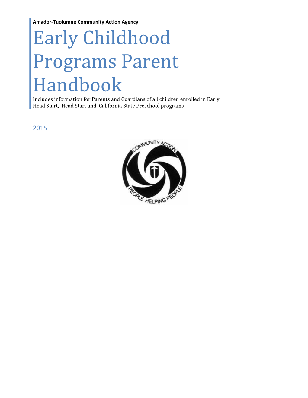 Early Childhood Programs Parent Handbook