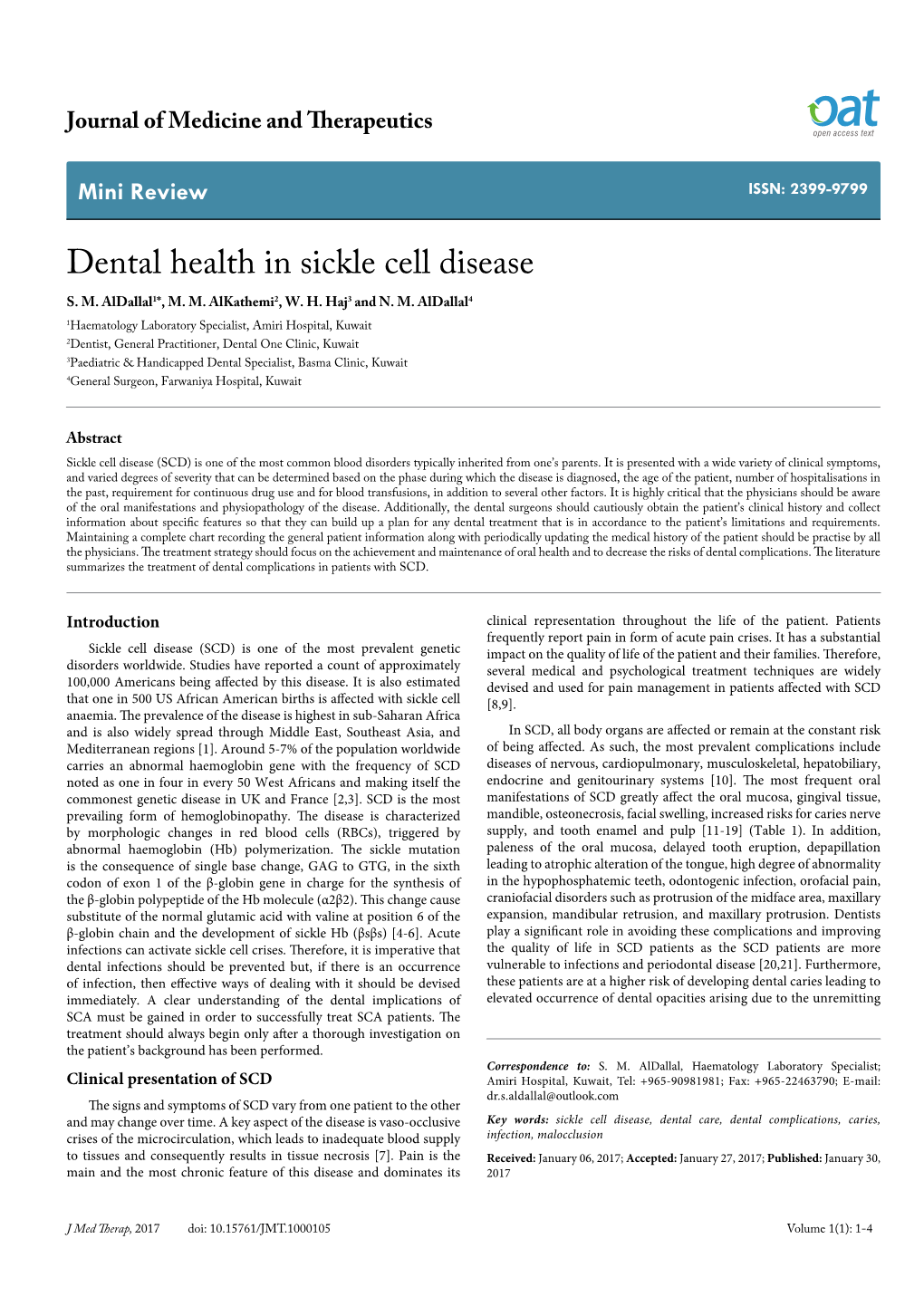 Dental Health in Sickle Cell Disease S