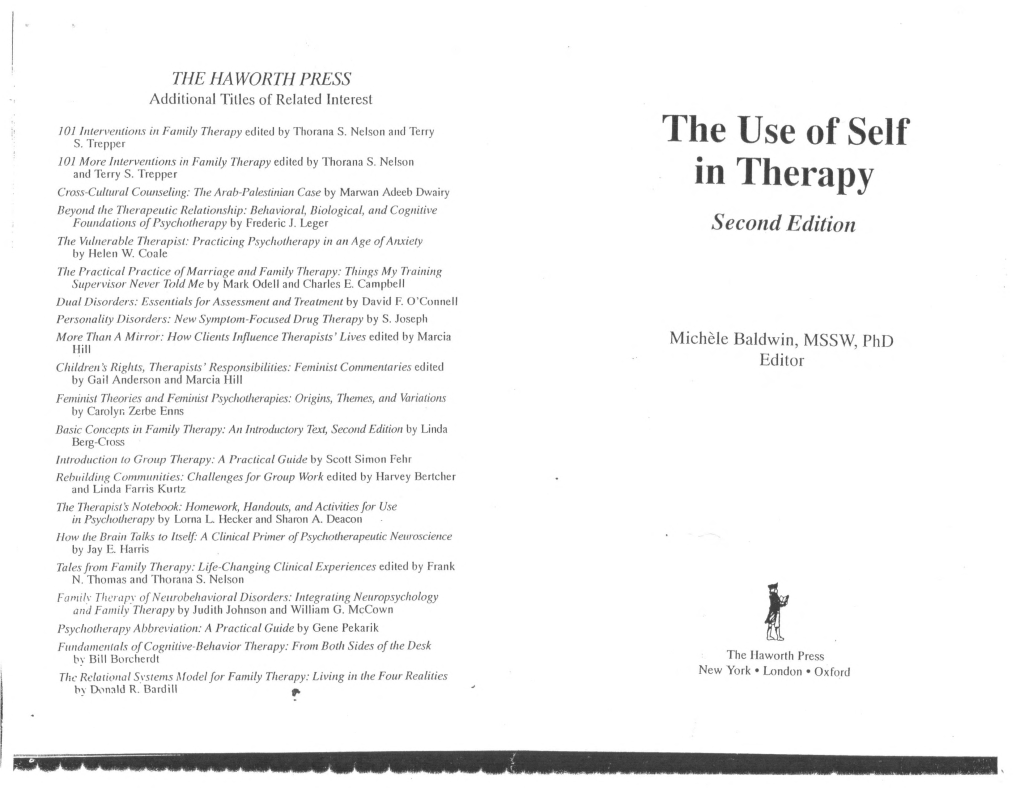 The Use of Self in Therapy Second Edition