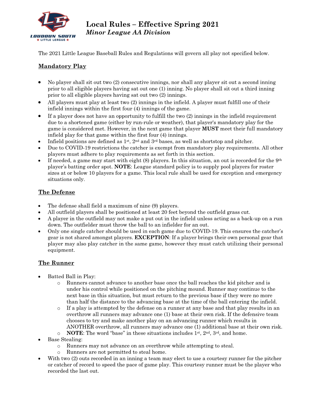 Spring 2021 LSLL Local Rules