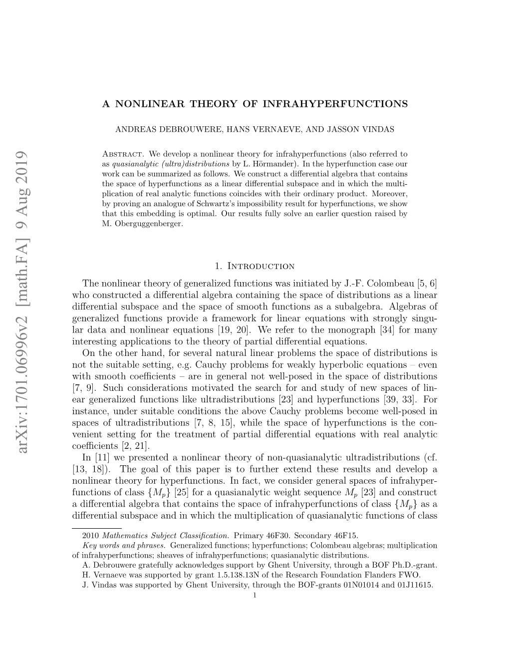 A Non-Linear Theory of Infrahyperfunctions