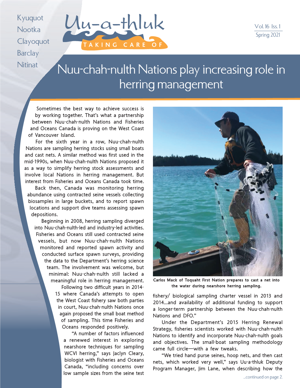 Nuu-Chah-Nulth Nations Play Increasing Role in Herring Management