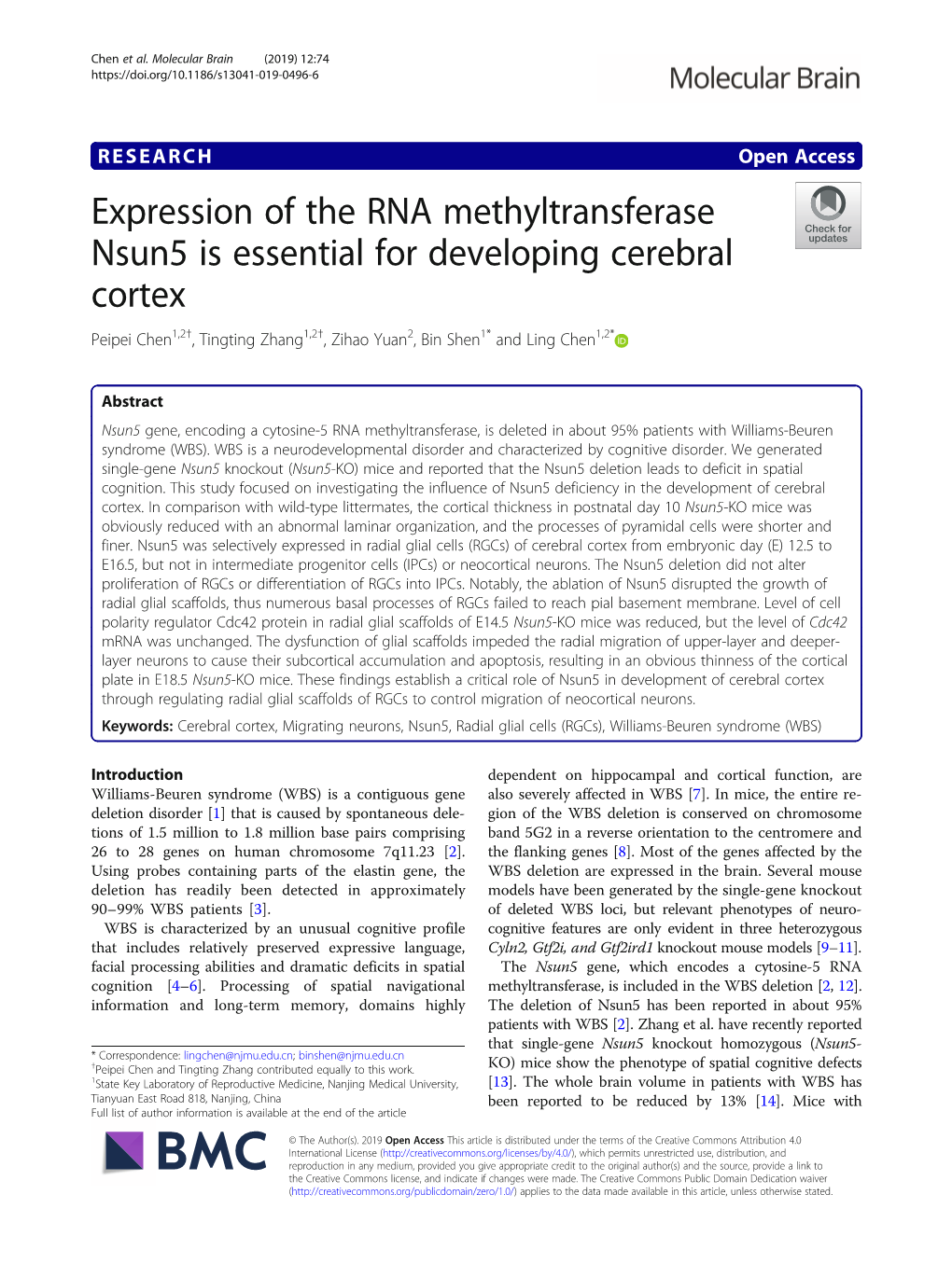 Expression of the RNA Methyltransferase Nsun5 Is