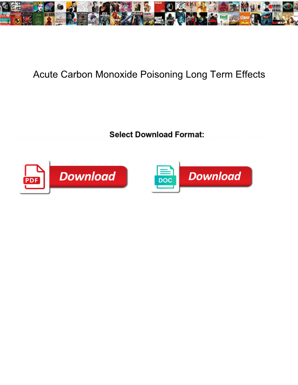 Acute Carbon Monoxide Poisoning Long Term Effects