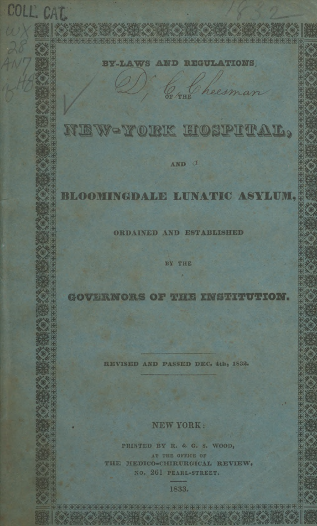 By-Laws and Regulations of the New-York Hospital And