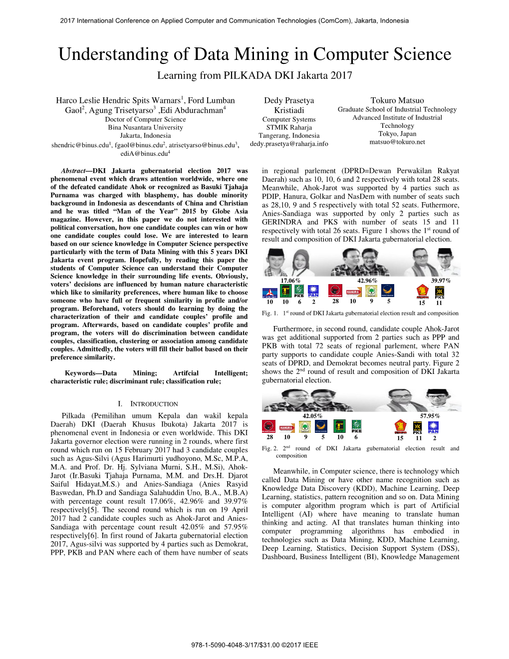 Understanding of Data Mining in Computer Science Learning from PILKADA DKI Jakarta 2017