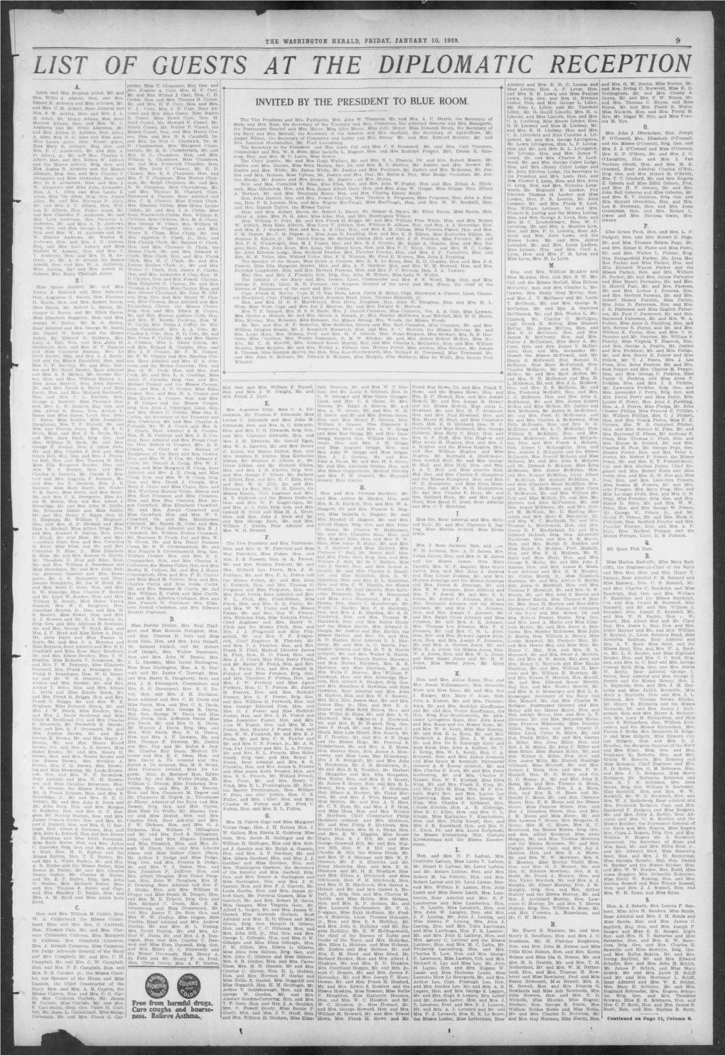 List of Guests at the Diplomatic Reception