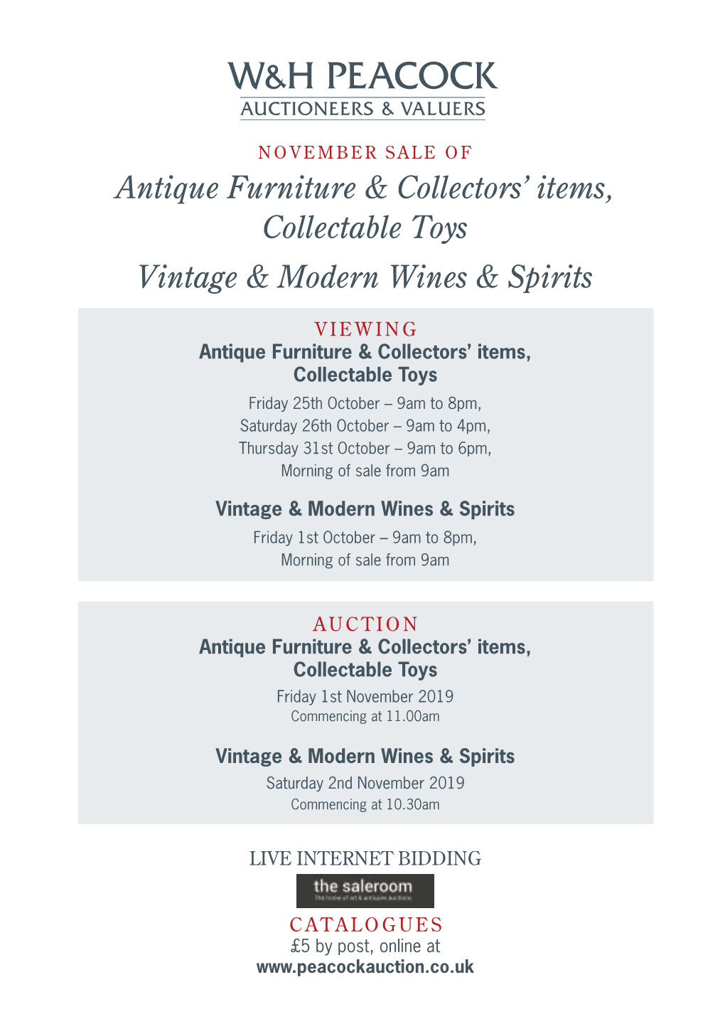 Vintage & Modern Wines & Spirits Saturday 02 November 2019