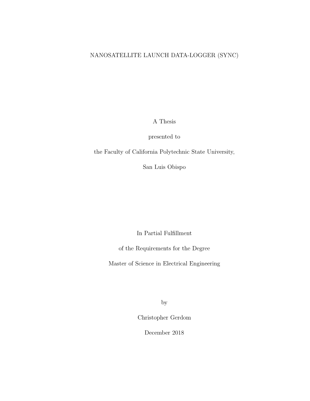 Nanosatellite Launch Data-Logger (Sync)