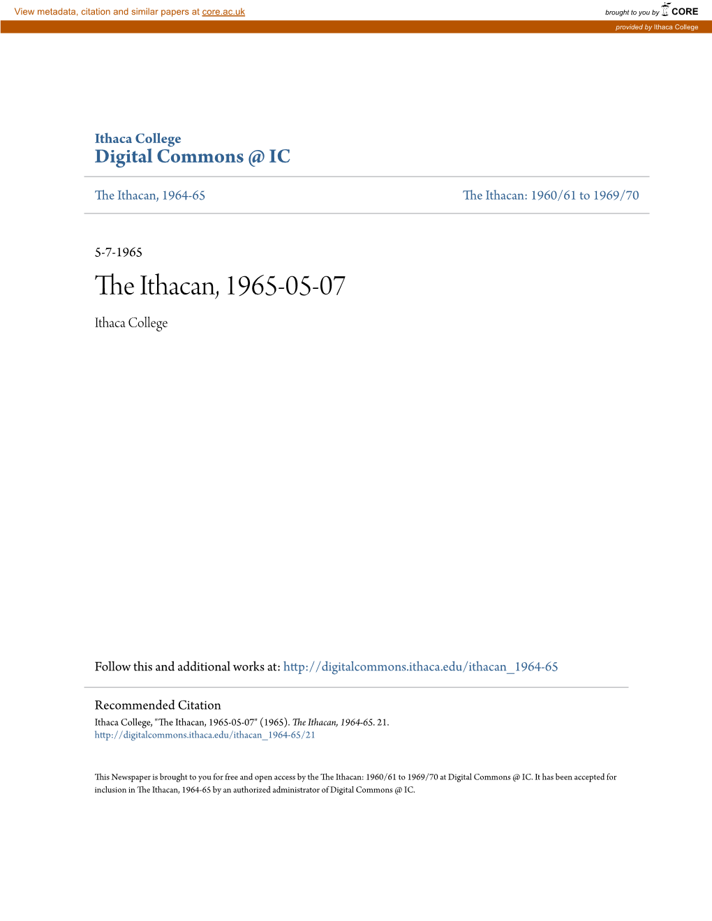 The Ithacan, 1965-05-07