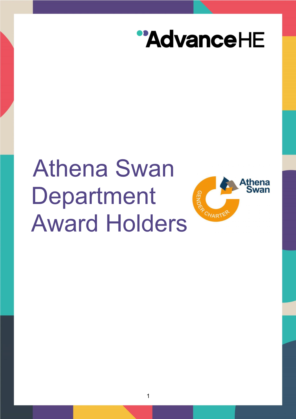 Athena Swan Department Award Holders October 2020