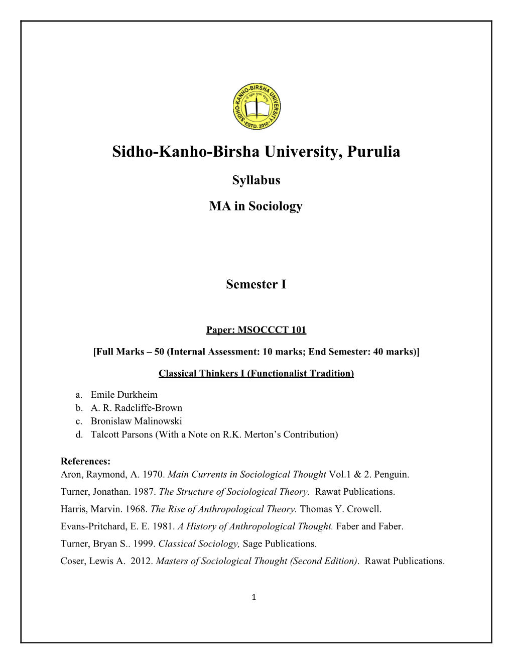 Sidho-Kanho-Birsha University, Purulia