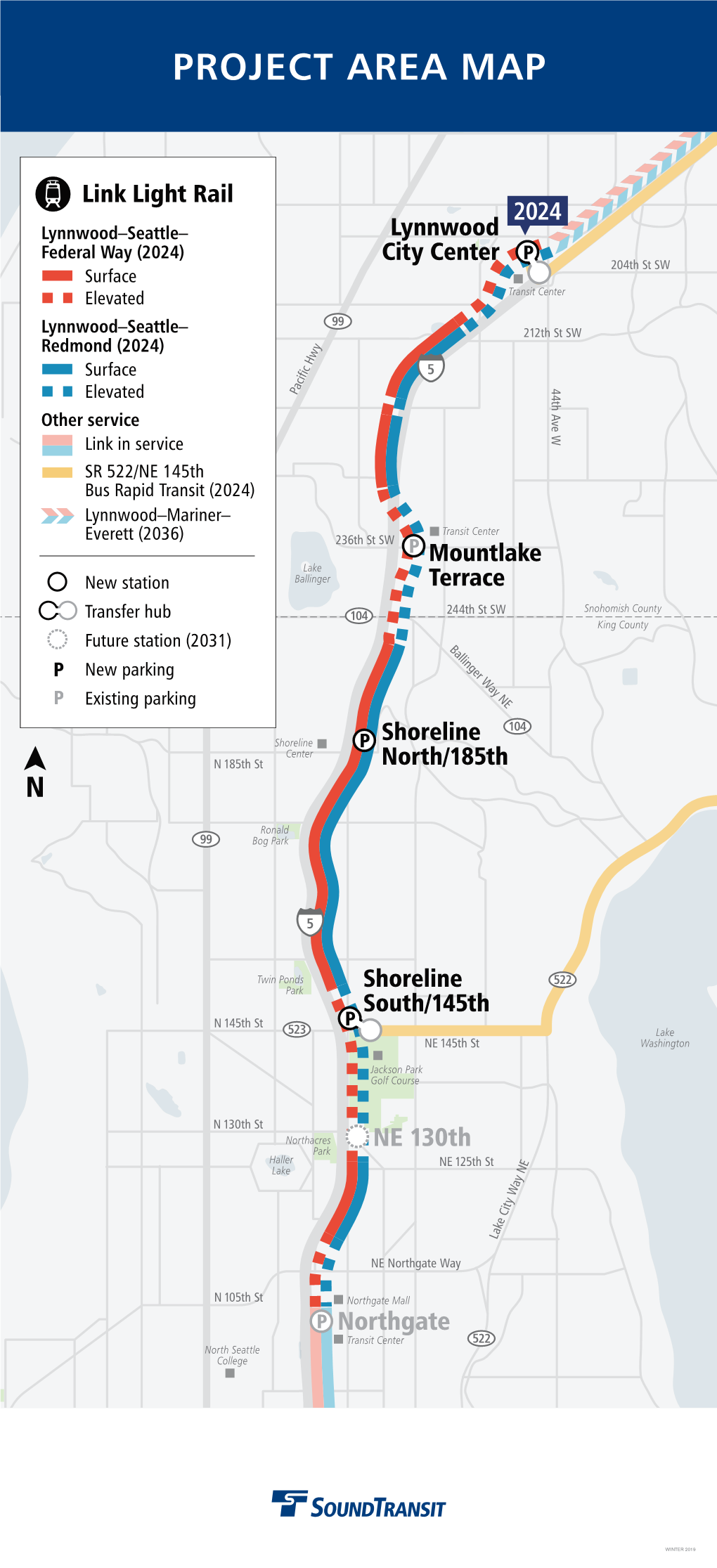 Federal Way (2024) Surface Elevated Lynnwood–Seattle– Redmond