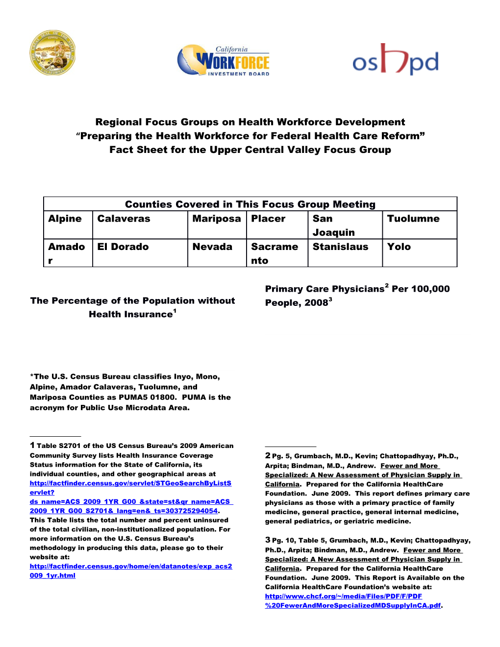 Regional Focus Groups on Health Workforce Development