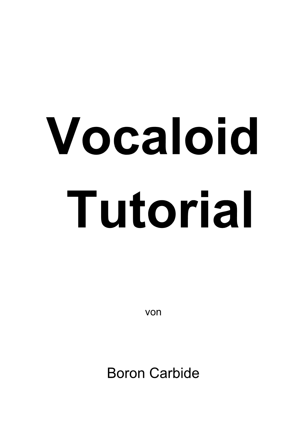 Vocaloid Tutorial