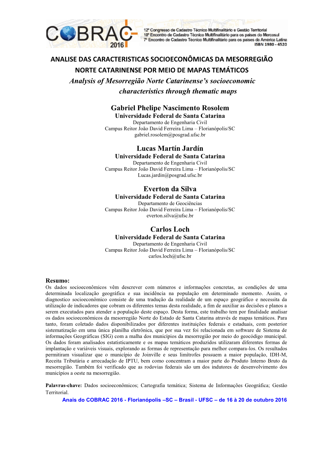 Análise Das Caracteristicas Socioeconomicas Da Mesorregião