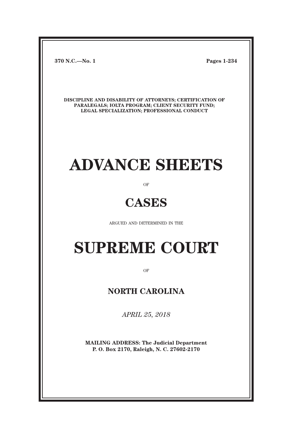 Advance Sheets Supreme Court