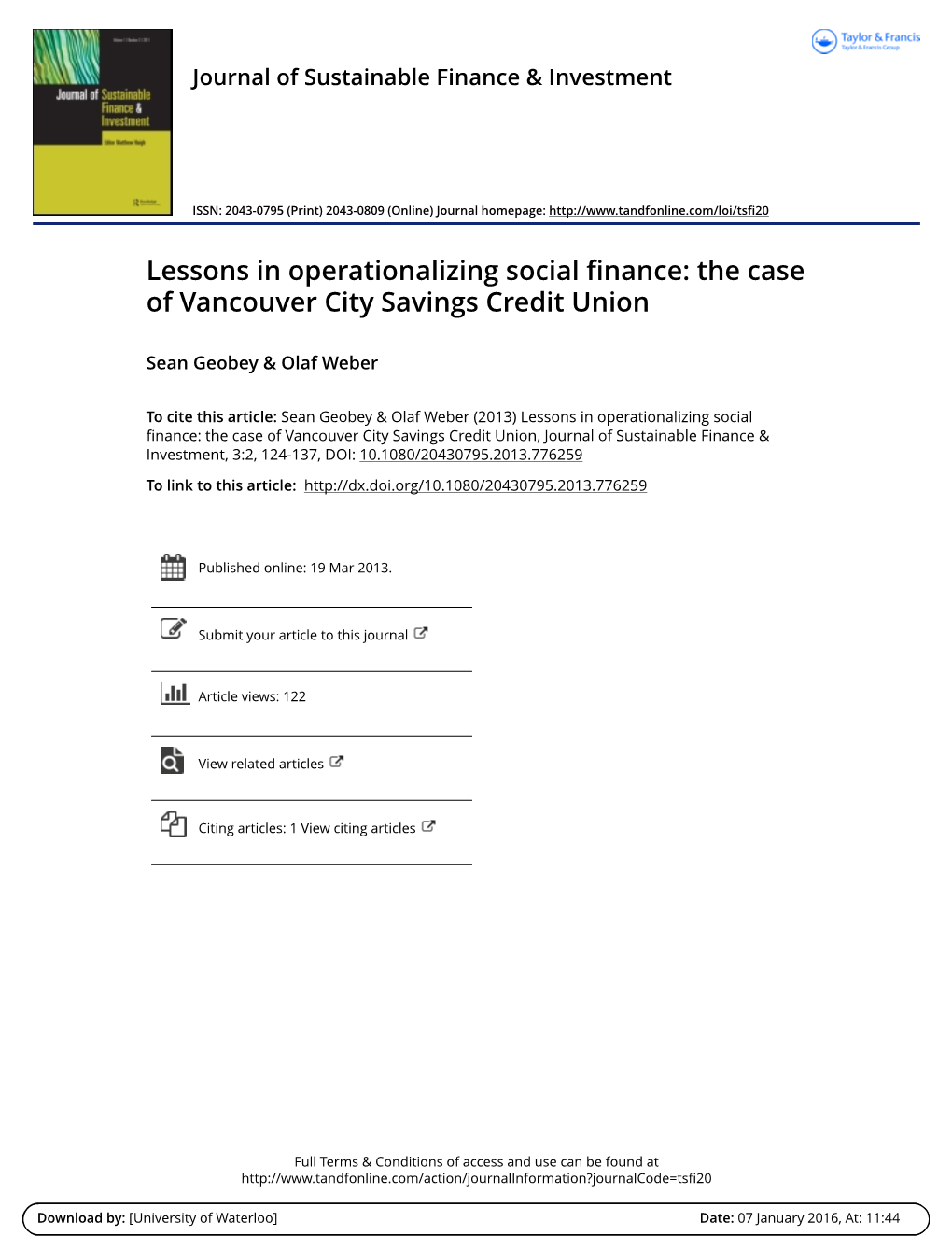 The Case of Vancouver City Savings Credit Union