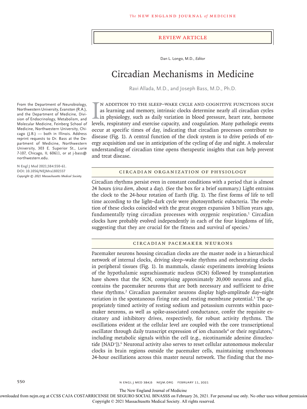 Circadian Mechanisms in Medicine