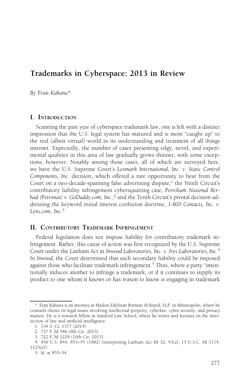 Trademarks in Cyberspace: 2013 in Review