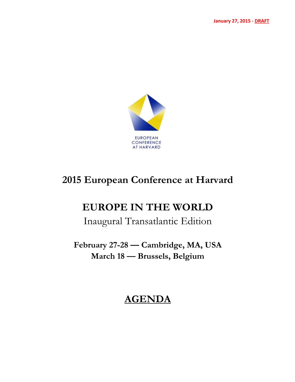 2015 European Conference at Harvard EUROPE in the WORLD