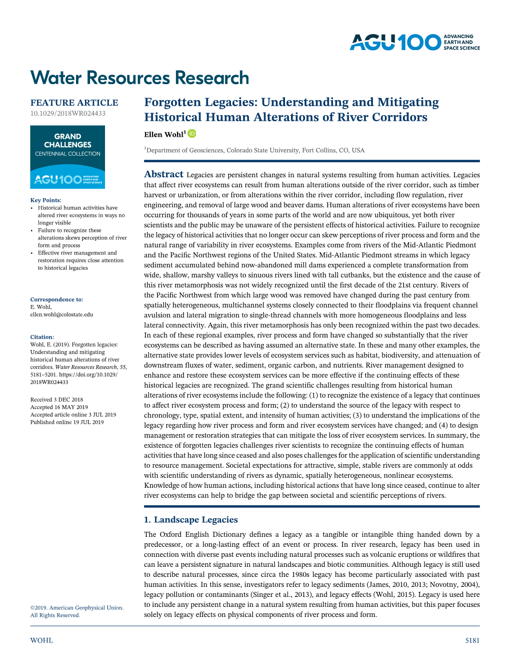 Forgotten Legacies: Understanding and Mitigating Historical Human Alterations of River Corridors