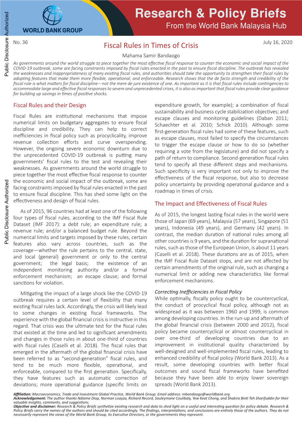 Fiscal Rules in Times of Crisis