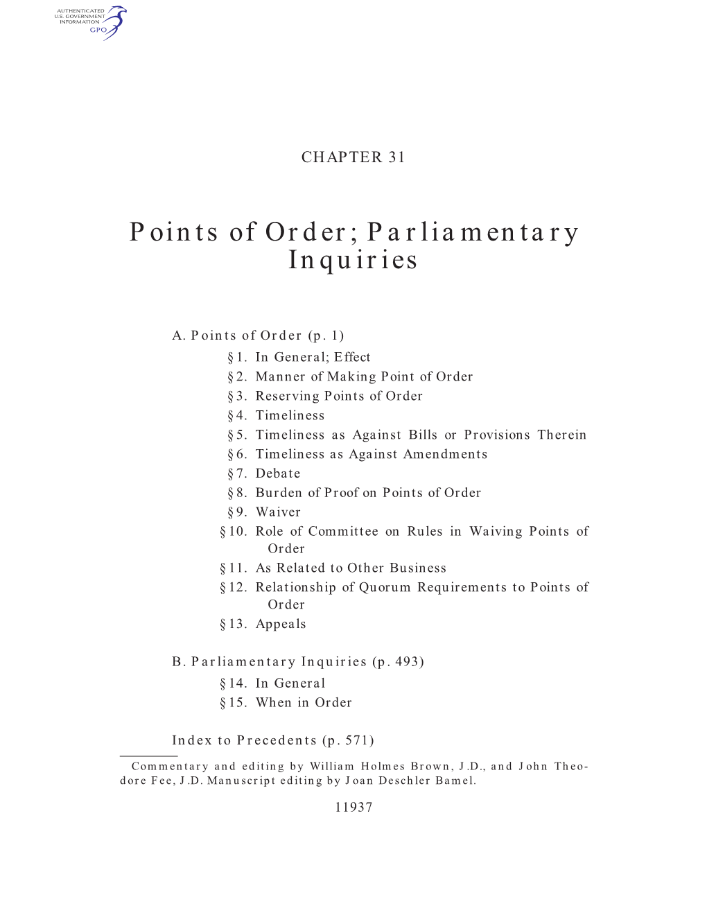 Parliamentary Inquiries