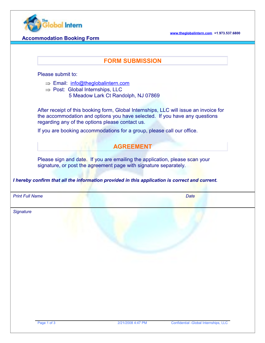 Accommodation Booking Form