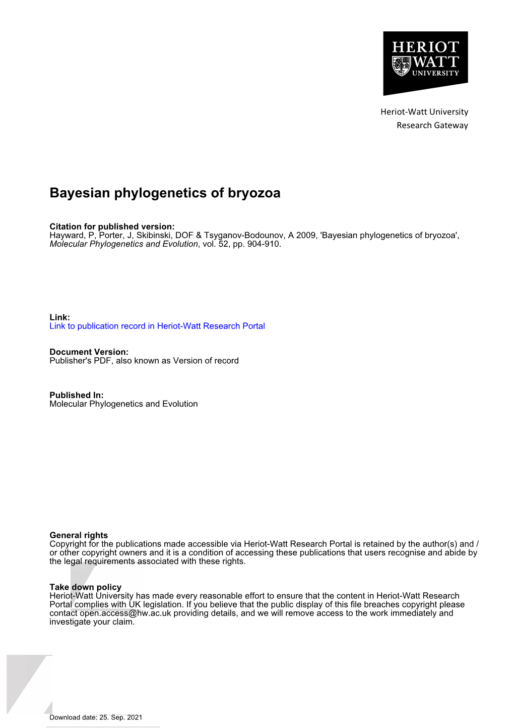 Bayesian Phylogenetics of Bryozoa
