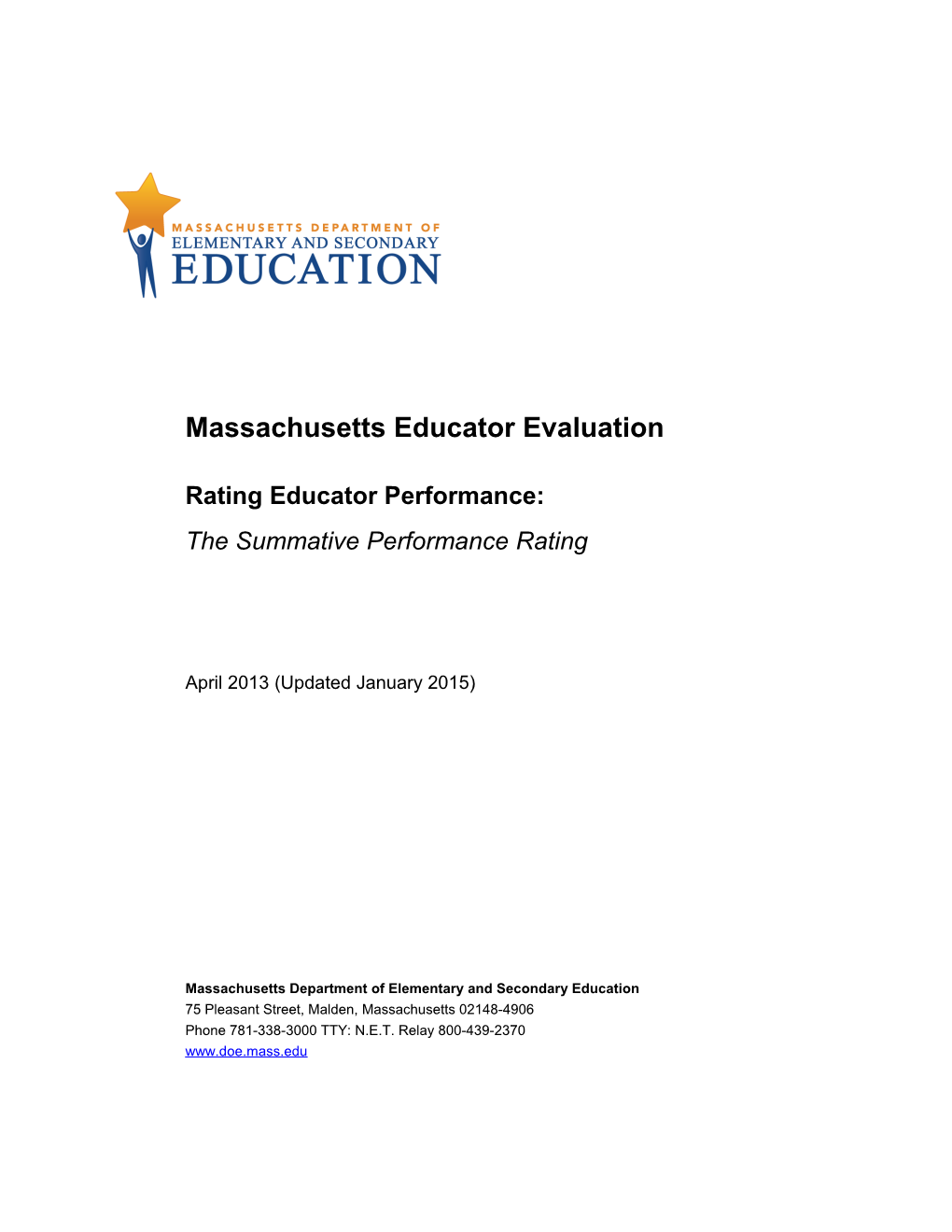 Rating Educator Performance - MA Educator Evaluation